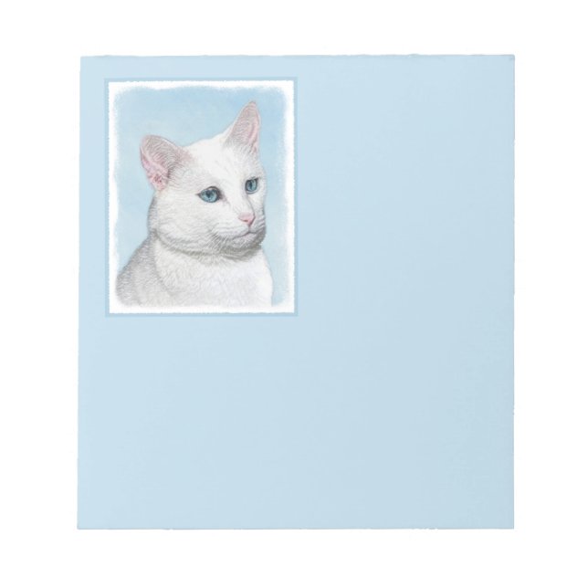 Bloc-note Peinture de chat blanc - Cute Original Cat Art (Devant)