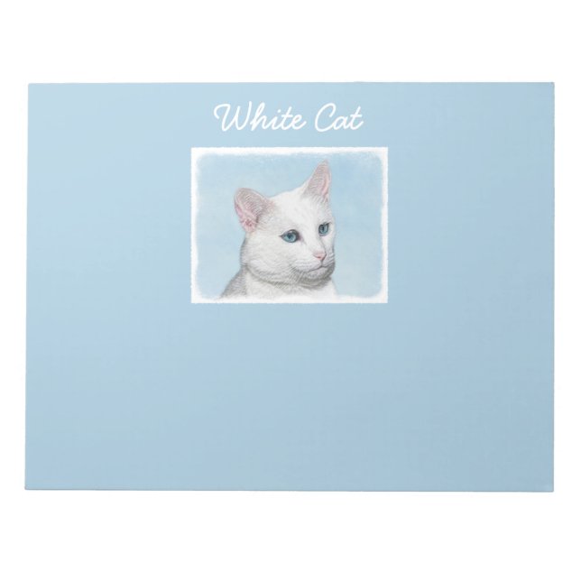 Bloc-note Peinture de chat blanc - Cute Original Cat Art (Devant)