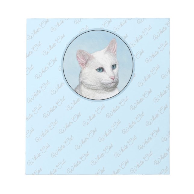 Bloc-note Peinture de chat blanc - Cute Original Cat Art (Devant)