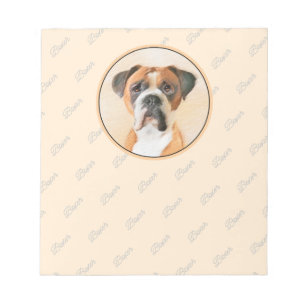 Bloc-note Peinture de chien Boxer originale non rognée Art a