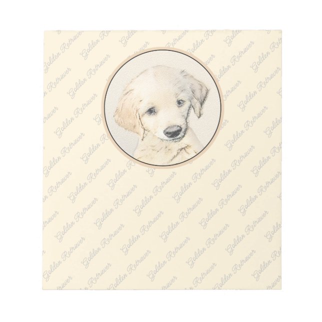 Bloc-note Peinture de chiot d'or Retriever - Art de chien or (Devant)