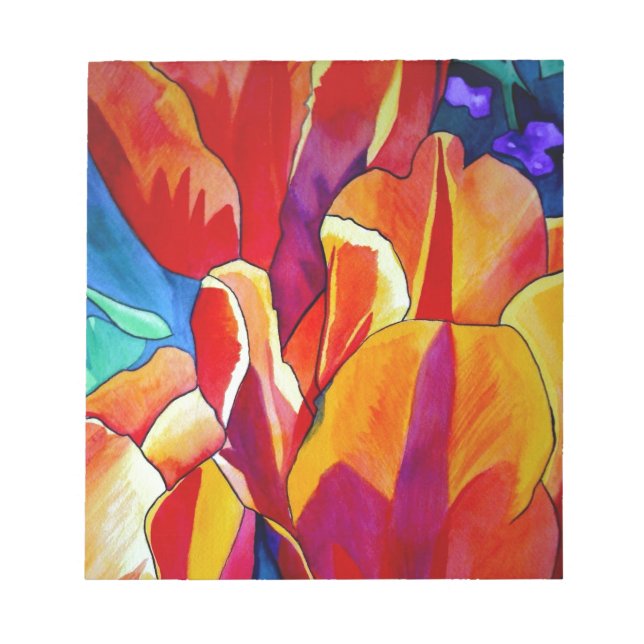 Bloc-note Peinture de fleurs à l'aquarelle de tulipes orange (Devant)