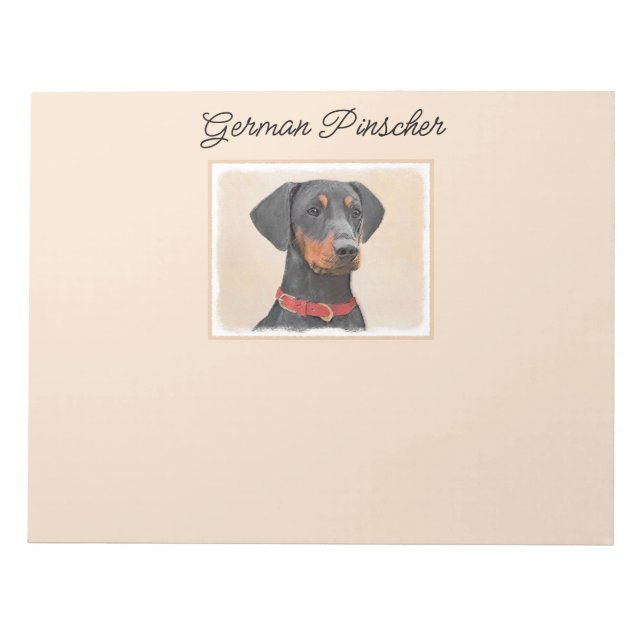 Bloc-note Peinture de Pinscher Allemand Art Animal Original (Devant)