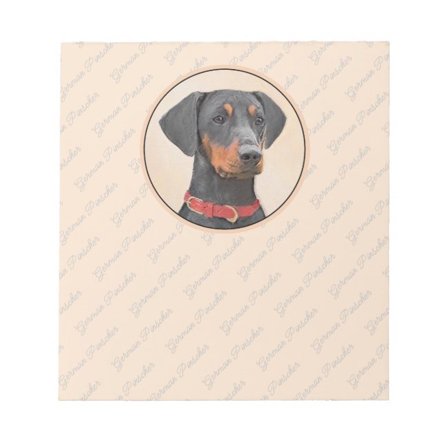 Bloc-note Peinture de Pinscher Allemand Art Animal Original (Devant)