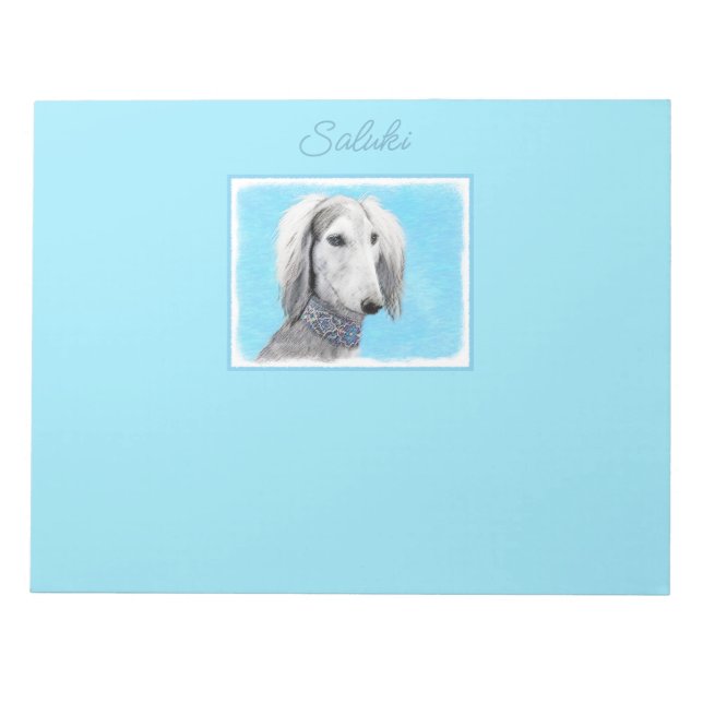 Bloc-note Peinture de Saluki (Argent) - Joli art original de (Devant)