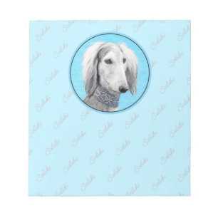 Bloc-note Peinture de Saluki (Argent) - Joli art original de