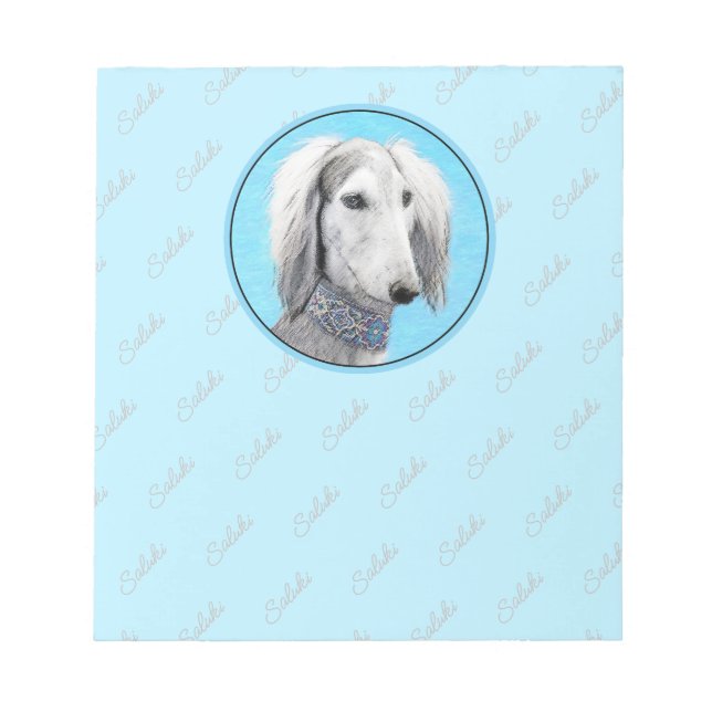 Bloc-note Peinture de Saluki (Argent) - Joli art original de (Devant)