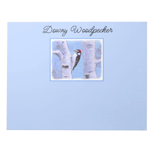 Bloc-note Peinture Downy Woodpecker - Art original pour oise (Devant)