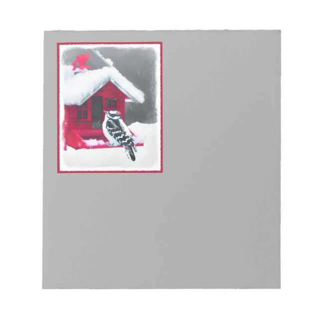 Bloc-note Peinture Downy Woodpecker - Art original pour oise (Devant)