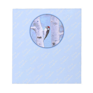 Bloc-note Peinture Downy Woodpecker - Art original pour oise