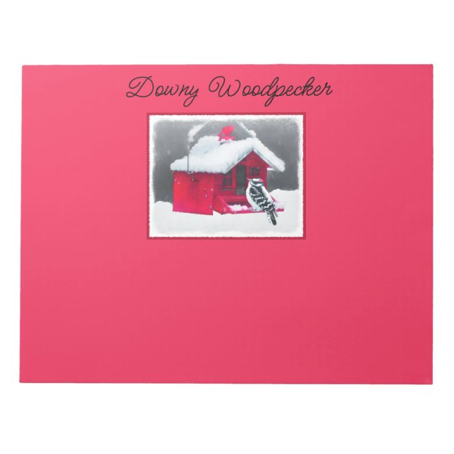 Bloc-note Peinture Downy Woodpecker - Art original pour oise (Devant)