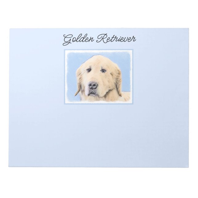 Bloc-note Peinture Golden Retriever - Joli art original chie (Devant)
