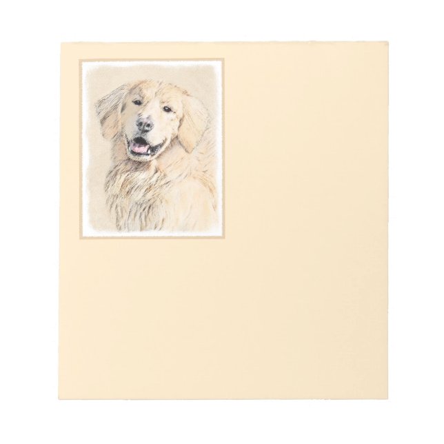 Bloc-note Peinture Golden Retriever - Joli art original chie (Devant)