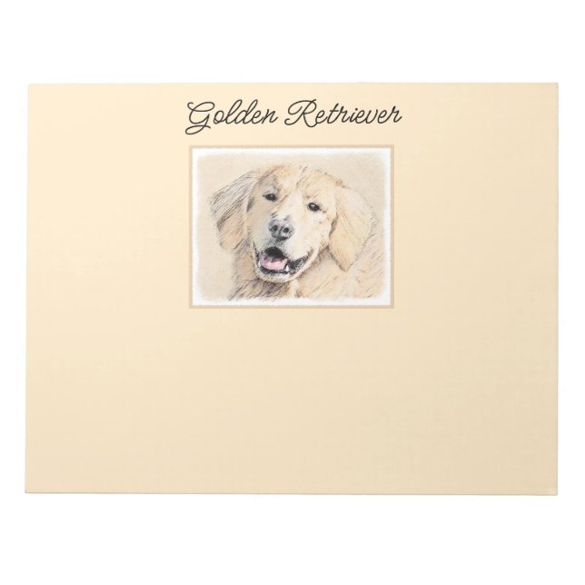 Bloc-note Peinture Golden Retriever - Joli art original chie (Devant)