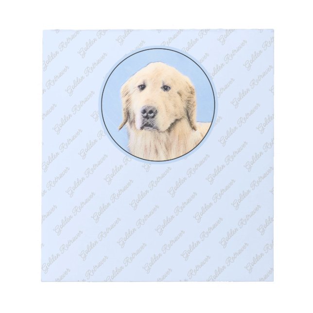 Bloc-note Peinture Golden Retriever - Joli art original chie (Devant)