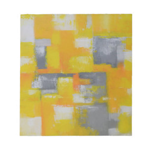 Bloc-note peinture gris jaune blanc abstrait