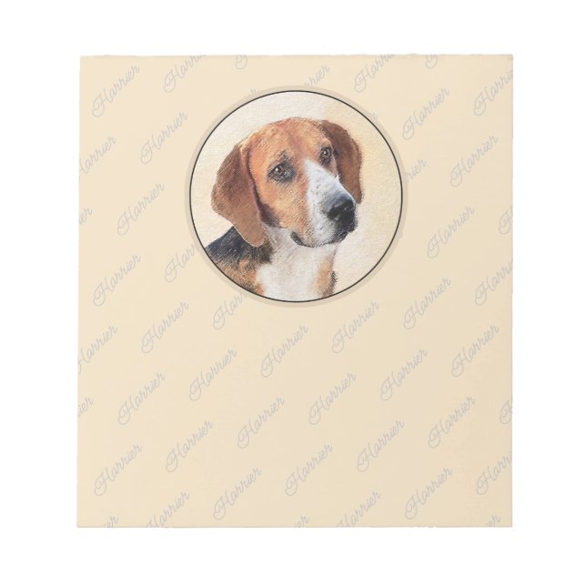 Bloc-note Peinture Harrier - Joli art original chien (Devant)