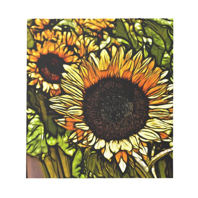 Bloc-note peinture impressionniste pays tournesol jaune (Devant)