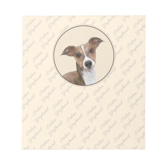 Bloc-note Peinture italienne Greyhound - Cute Original Chien (Devant)