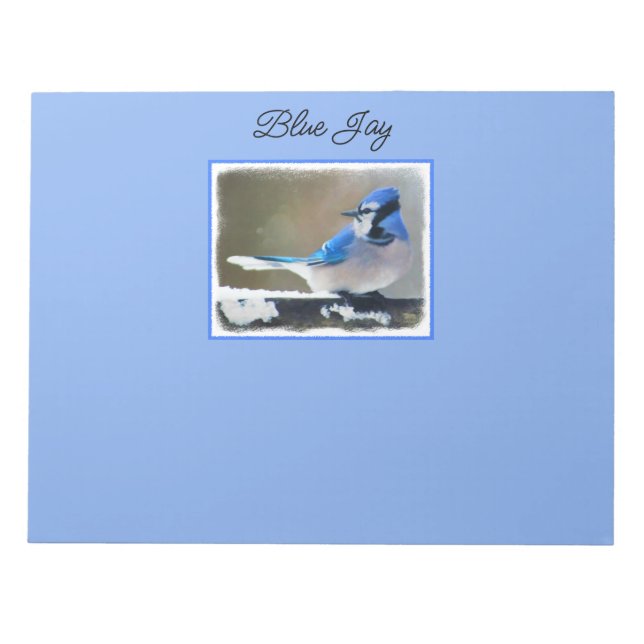 Bloc-note Peinture Jay Bleu - Art Oiseau Original (Devant)