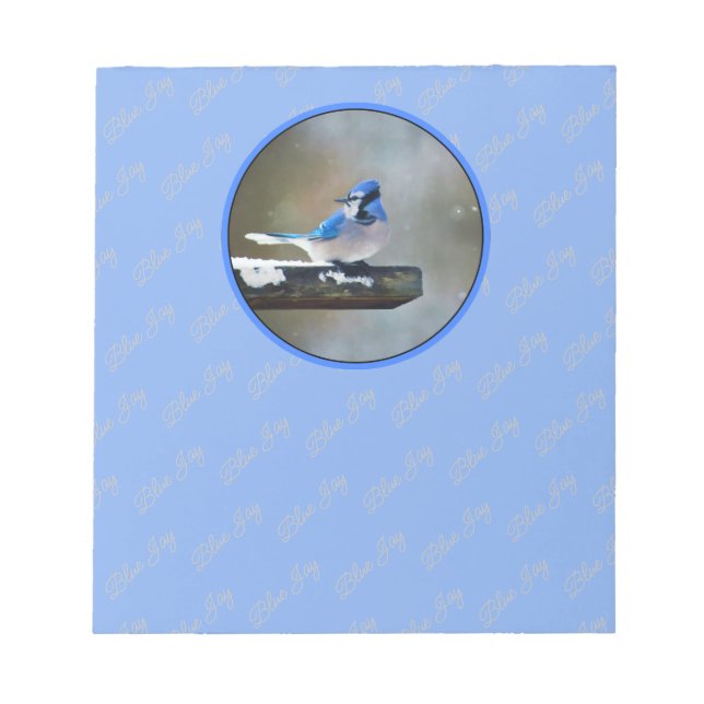 Bloc-note Peinture Jay Bleu - Art Oiseau Original (Devant)