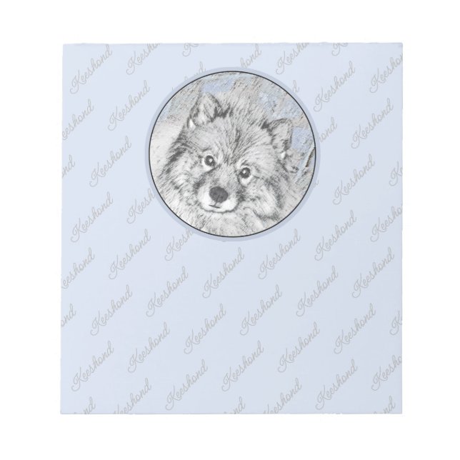 Bloc-note Peinture Keeshond Beth - Joli art original chien (Devant)