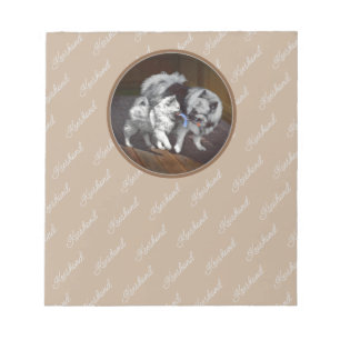 Bloc-note Peinture Keeshond Playtime - Jolie art original ch