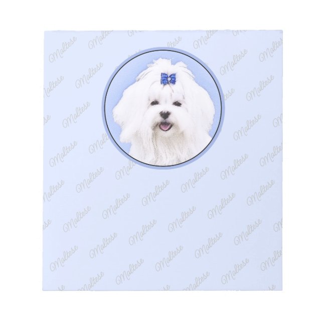 Bloc-note Peinture maltaise - Joli art original pour chien (Devant)