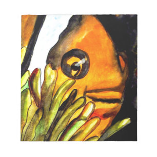 Bloc-note Peinture originale aquarelle Poisson Clown Orange