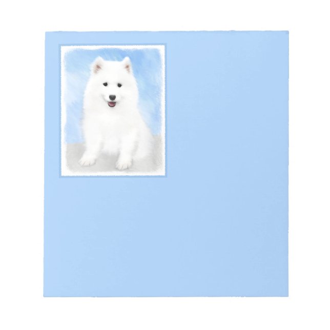 Bloc-note Peinture Samoyed Puppy - Jolie Art Original Chien (Devant)