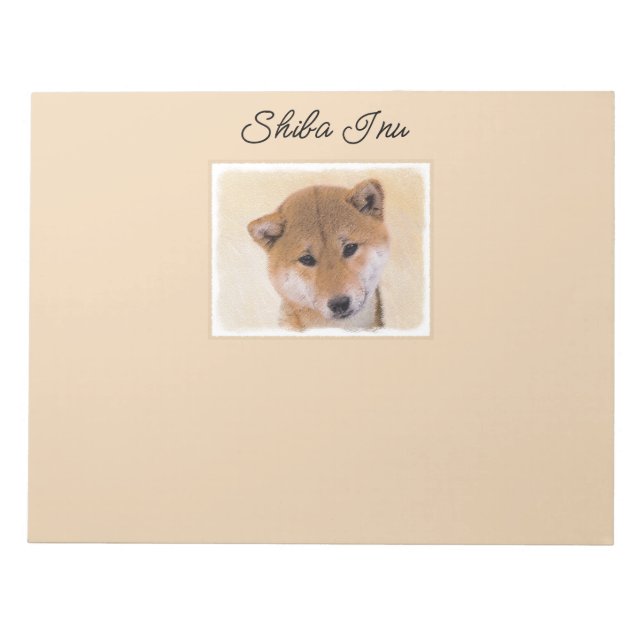 Bloc-note Peinture Shiba Inu (Rouge) - Art Chien original No (Devant)