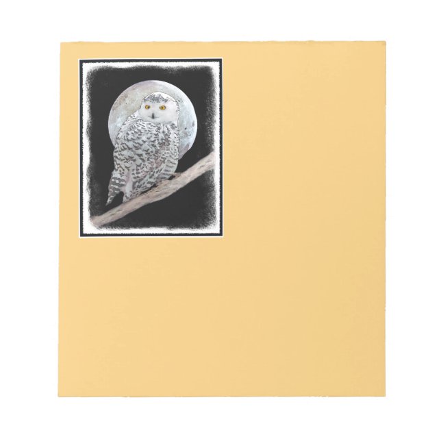 Bloc-note Peinture sur la Chouette neigeuse et la Lune - Art (Devant)