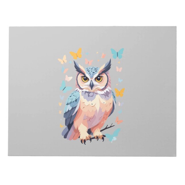 Bloc-note Peinture vectorielle de hibou Adorable amusant ani (Devant)