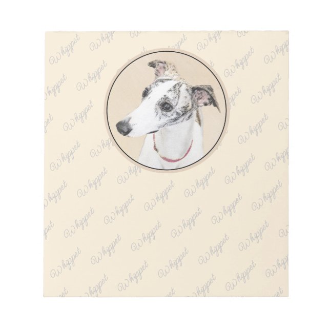 Bloc-note Peinture Whippet - Jolie art original chien (Devant)