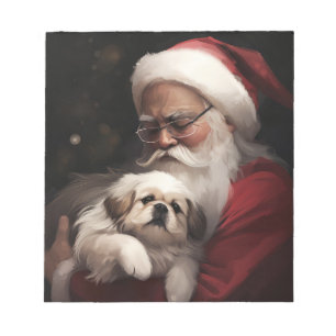 Bloc-note Pekingese avec le Père Noël Festif Noël