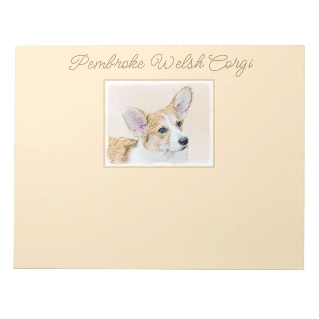 Bloc-note Pembroke Welsh Corgi Peinture - Original Chien Art (Devant)