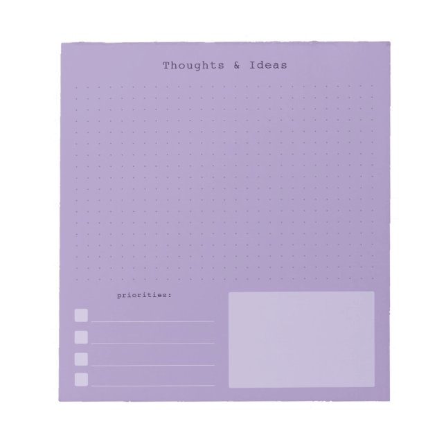 Bloc-note Pensées & Idées esthétique rétro de couleur violet (Devant)
