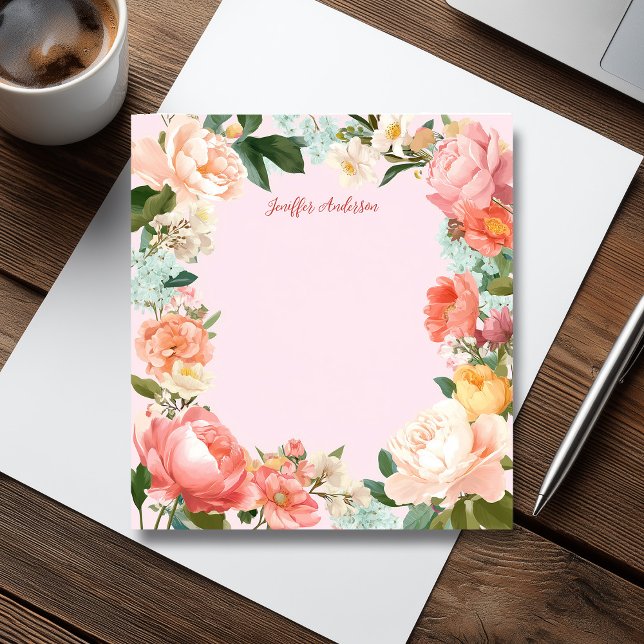 Bloc-note Peonies roses douces Florales modernes (Soft Pink Peonies Modern Floral Notepad)