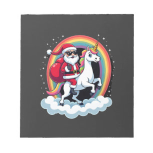 Bloc-note Père Noël à cheval sur Licorne Noël Filles Femmes