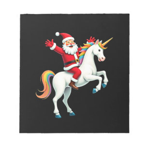 Bloc-note Père Noël de Noël à cheval sur Licorne Xmas Filles