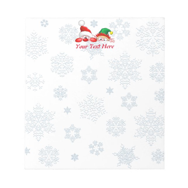 Bloc-note Père Noël et Elf adorable et drôle Caractères Peek (Devant)