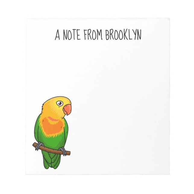 Bloc-note Perroquet de caricature mignon lovebird (Devant)