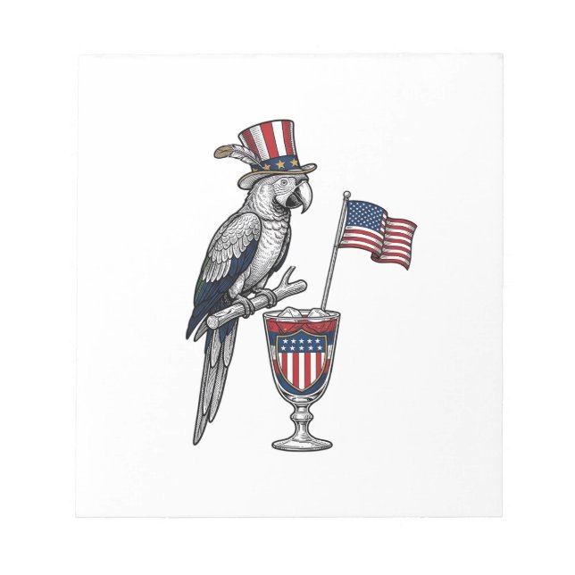 Bloc-note Perroquet patriotique cocktail design vectoriel vi (Devant)