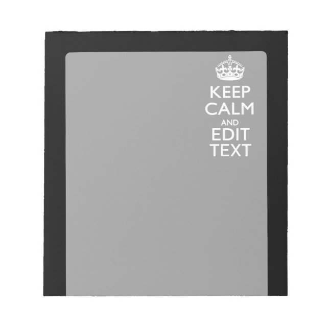 Bloc-note Personalisé KEEP CALM Votre texte en noir (Devant)
