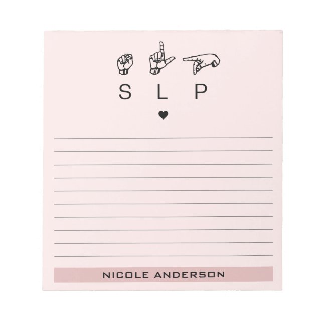 Bloc-note Personalisé SLP orthophoniste Langue Pathologiste  (Devant)