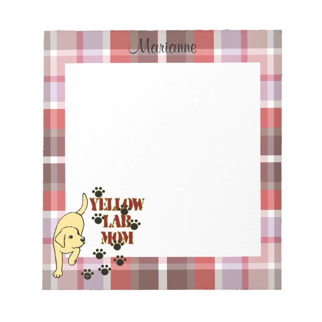Bloc-note Personalisé Yellow Lab Maman Plaid (Devant)