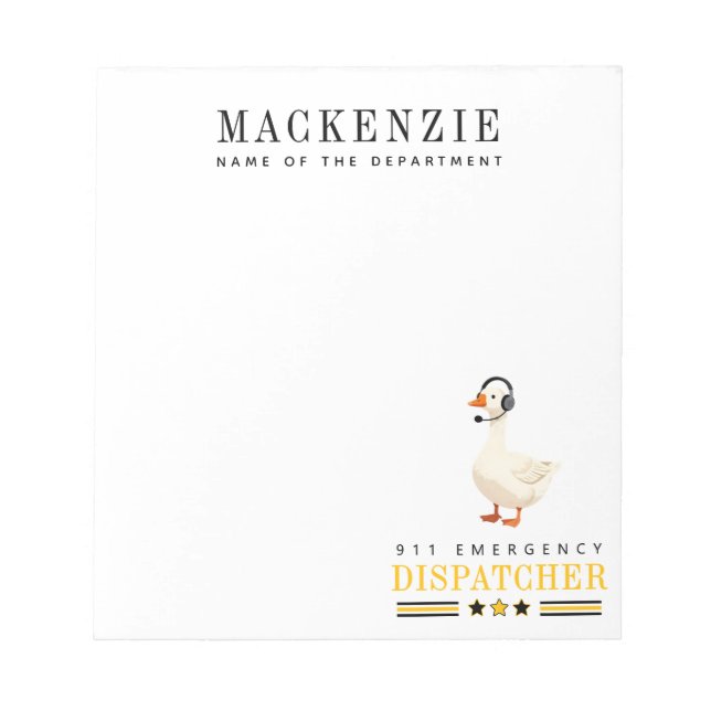 Bloc-note Personalized 911 Dispatcher Goose With Headset (Devant)