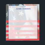 Bloc-note Personalized American Flag Patriotic USA<br><div class="desc">Personalized American Flag Patriotic USA Gifts! Celebrate pride, freedom, and unity with this American Patriotic USA design. Inspired by the spirit of the United States, this design reflects love for the country, national pride, and the values of liberty and independence. Perfect for national holidays, patriotic events, family gatherings, or everyday...</div>