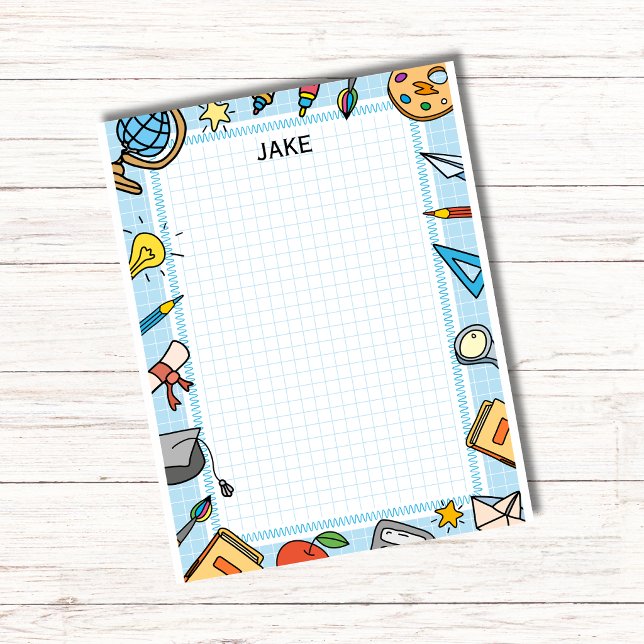Bloc-note Personalized Blue Kids School Supplies Notepad  (Créateur téléchargé)