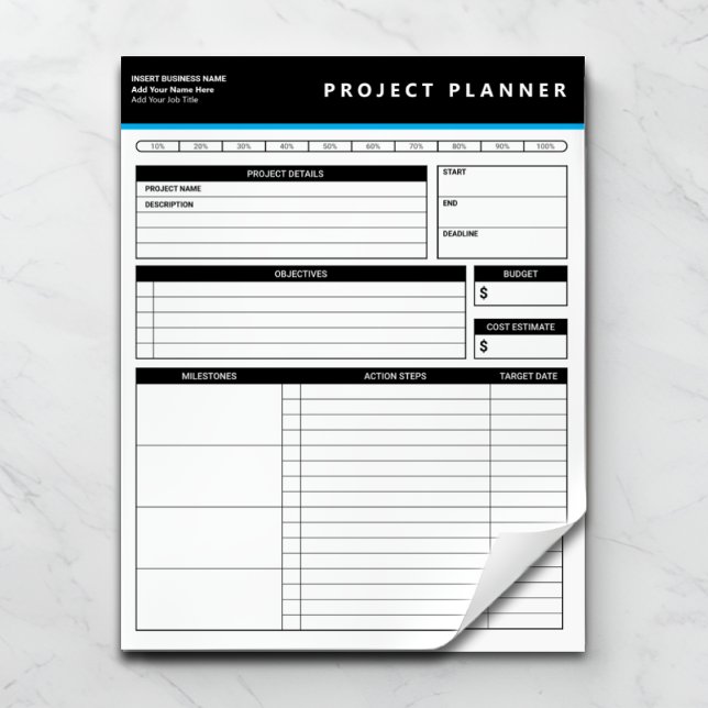 Bloc-note Personalized Business Project Planner Notepad (Créateur téléchargé)